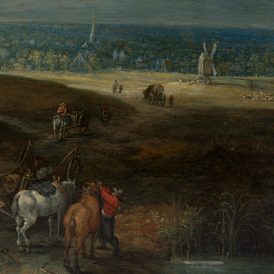 風車前的旅人-鄉村田野