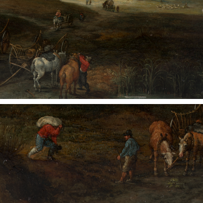 風車前的旅人-鄉間道路上的旅人們